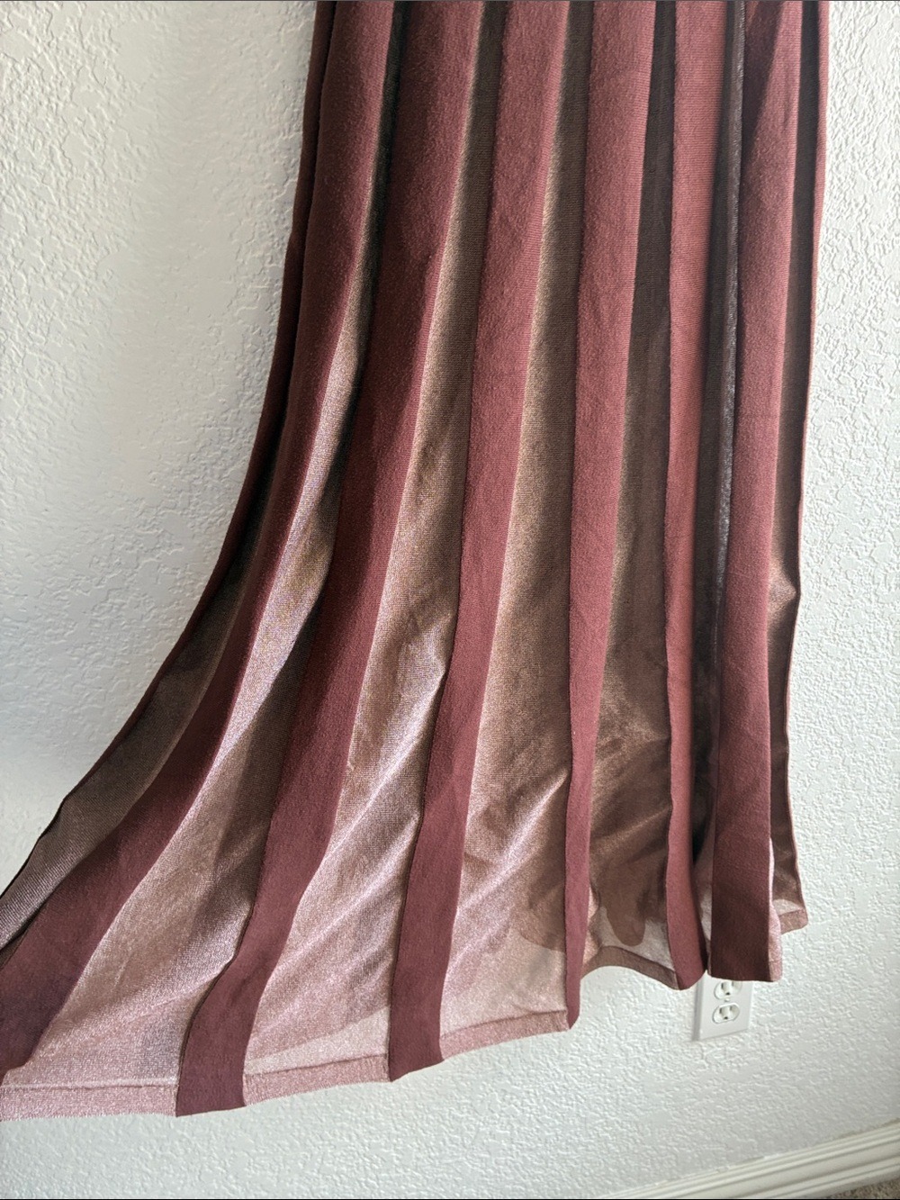 Anthropologie Sheer Pleated Maxi Skirt Brown Stretch S - Picture 6 of 9
